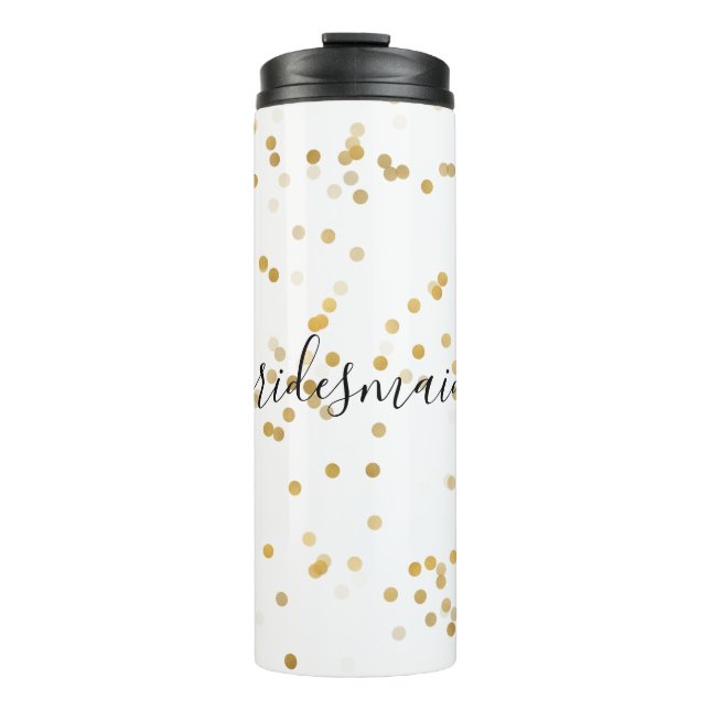 Gold Glam Confetti Bridesmaid Thermal Tumbler (Front)