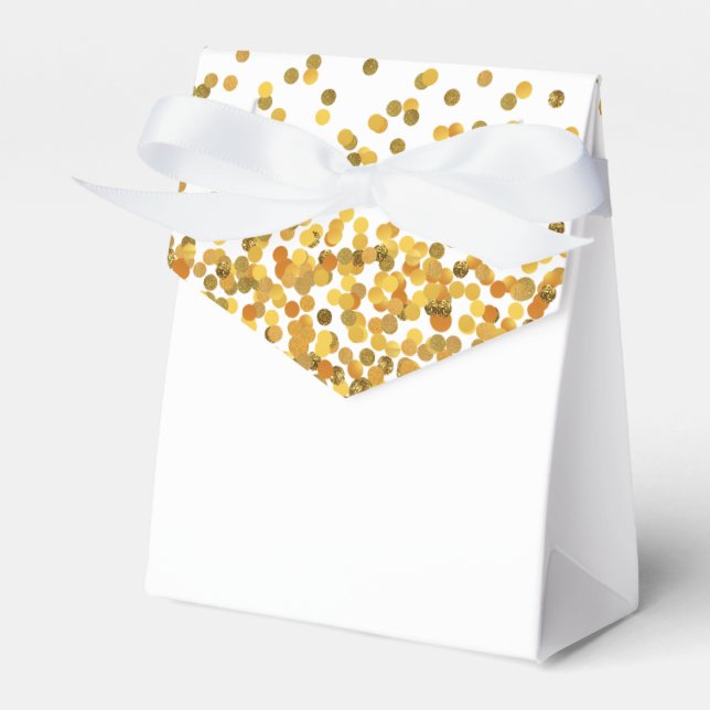 Gold Glam Confetti Dots Favour Box (Front Side)