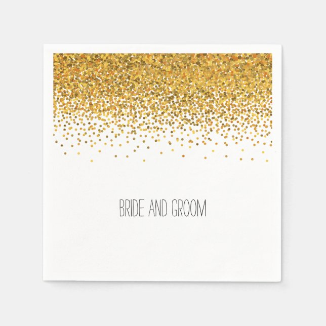 Gold Glam Confetti Dots Napkin (Front)