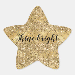 Gold Glam Confetti Glitter Personalised      Star Sticker