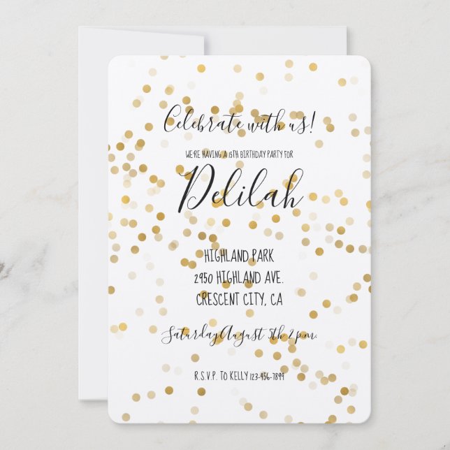 Gold Glam Confetti Invitation (Front)
