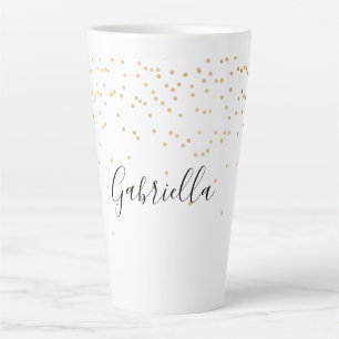 Gold Glam Confetti Name Latte Mug