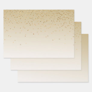 Gold Glam Confetti Ombre Wrapping Paper Sheet