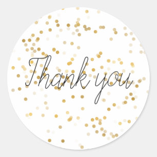 Gold Glam Confetti Thank you Classic Round Sticker