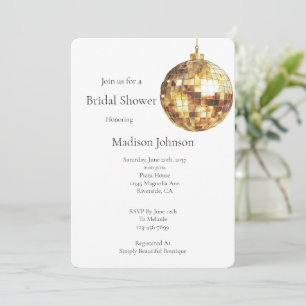 Gold Glam Disco Ball Bridal Shower Invitation