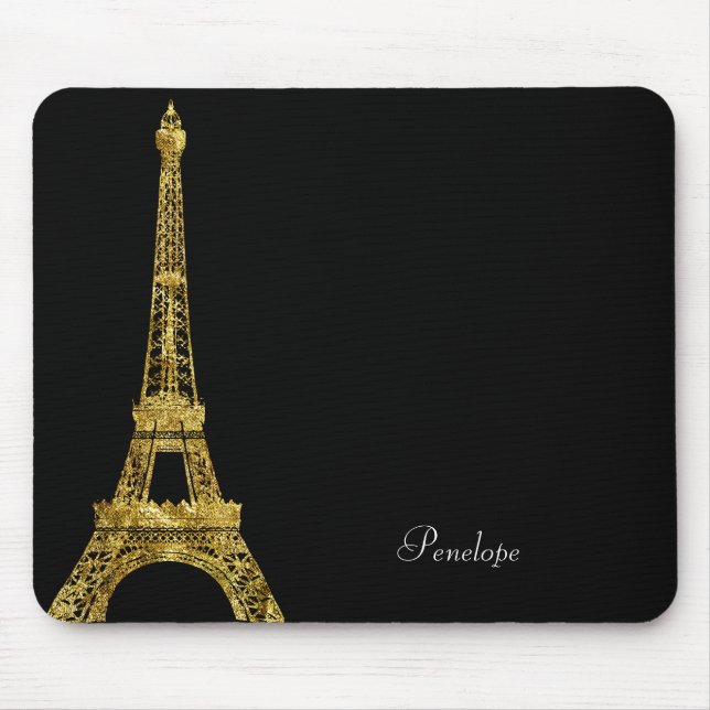 Gold Glam Eiffel Tower Mouse Mat (Front)