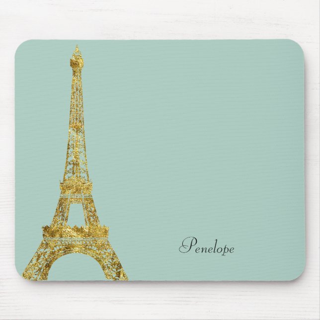 Gold Glam Eiffel Tower Mouse Mat (Front)
