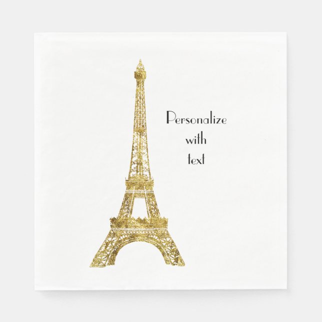 Gold Glam Eiffel Tower Napkin (Front)