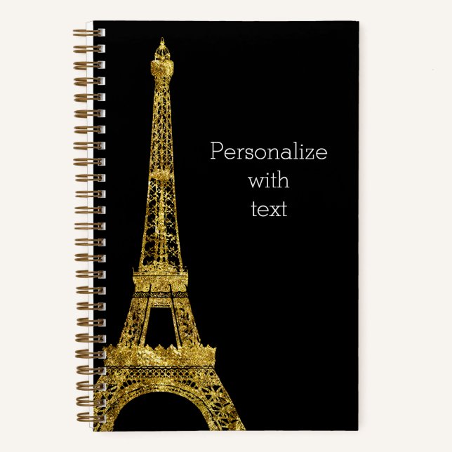 Gold Glam Eiffel Tower  Notebook (Front)