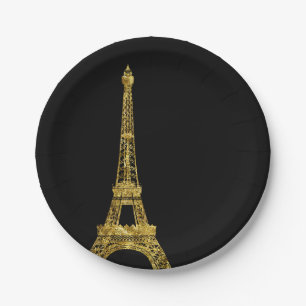 Gold Glam Eiffel Tower Paper Plate