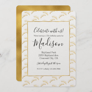 Gold Glam Eyelashes Birthday Invitation