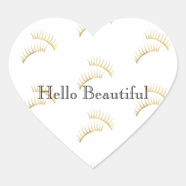 Gold Glam Eyelashes Heart Sticker (Front)