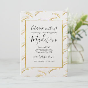 Gold Glam Eyelashes   Invitation