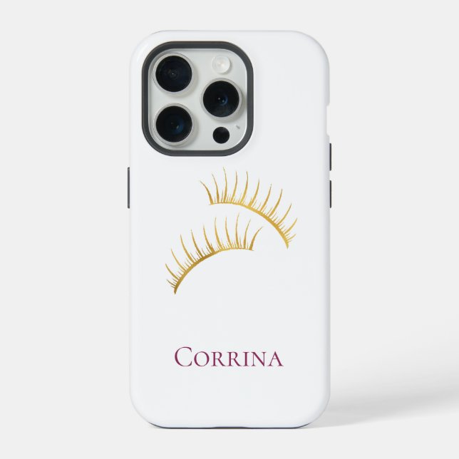Gold Glam Eyelashes iPhone Case (Back)