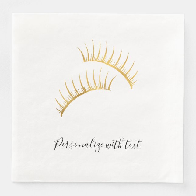 Gold Glam Eyelashes Napkin (Front)