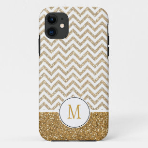 Gold Glam Faux Glitter Chevron iPhone 11 Case