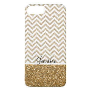 Gold Glam Faux Glitter Chevron iPhone 8 Plus/7 Plus Case
