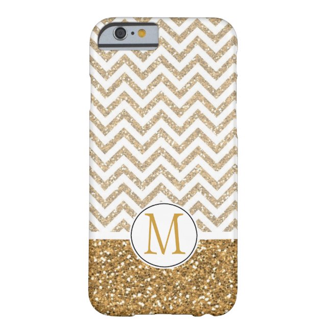 Gold Glam Faux Glitter Chevron Monogram Case-Mate iPhone Case (Back)