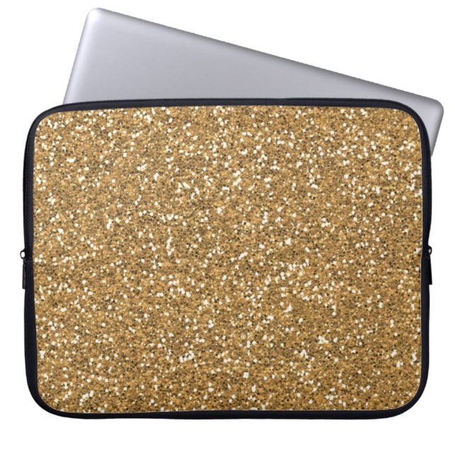 Gold Glam Faux Glitter Laptop Sleeve (Front)