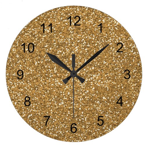 Image of Gold Glam Faux Glitter Large Clock