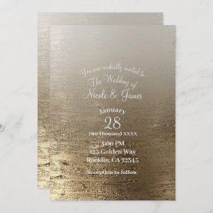Gold Glam Gilded Brush Modern Elegance Wedding Invitation