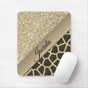 Gold Glam Giraffe Print Mouse Mat