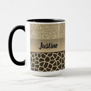 Gold Glam Giraffe Print Mug