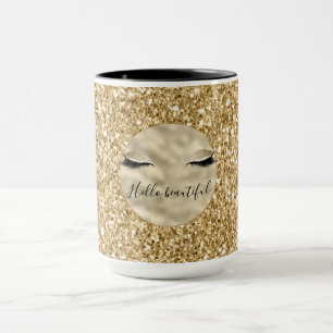 Gold Glam Glitter Girly Eyelashes personalised Mug