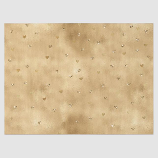 Gold Glam Glitter Hearts Tissue Paper (Front)