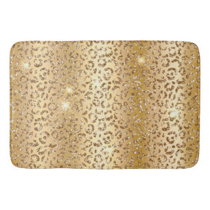 Gold Glam Glitter Leopard  Bath Mat