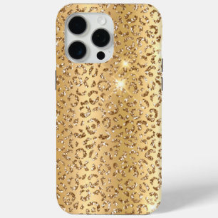 Gold Glam Glitter Leopard  iPhone 15 Pro Max Case