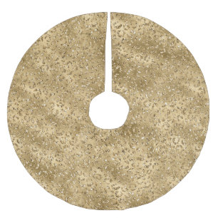 Gold Glam Glitter Leopard Print Brushed Polyester Tree Skirt