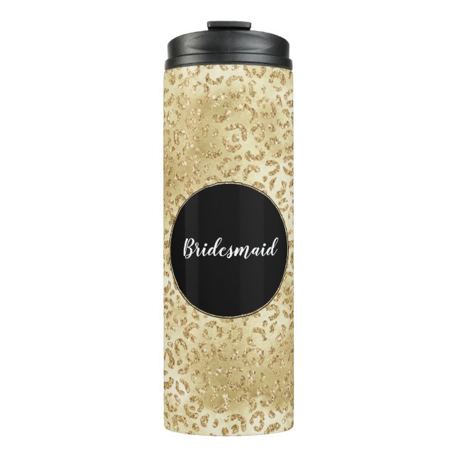 Gold Glam Glitter Leopard Print  Thermal Tumbler (Front)