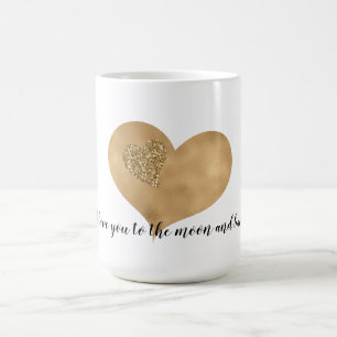 Gold Glam Glitter Love Hearts Coffee Mug