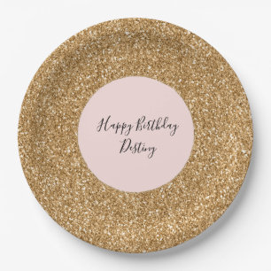 Gold Glam Glitter Paper Plate
