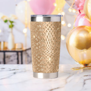 Gold Glam Glitter Snake Skin Insulated Tumbler