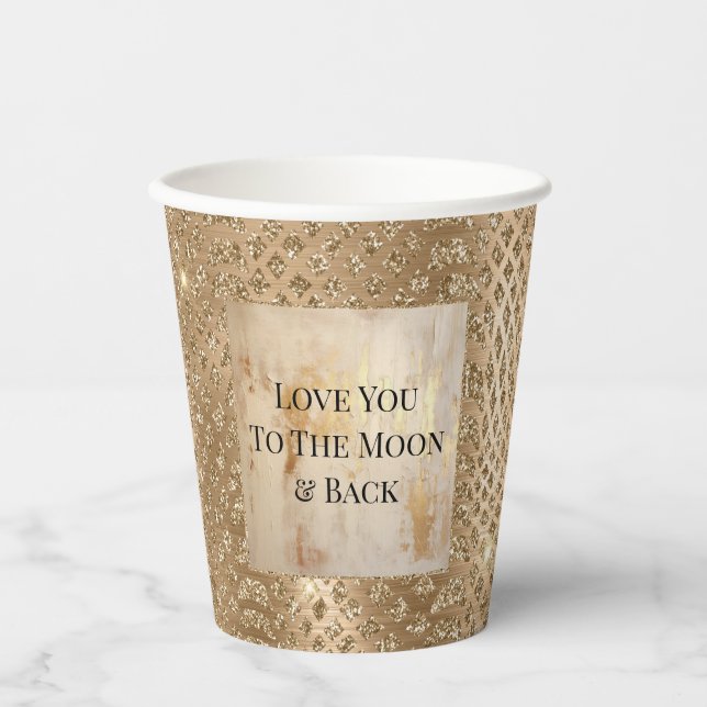 Gold Glam Glitter Snake Skin Paper Cups (Front)