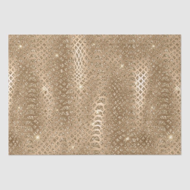 Gold Glam Glitter Snake Skin Tissue Paper (Front)