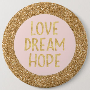 Gold Glam Glitter Sparkle Glitz Love Dream Hope 6 Cm Round Badge