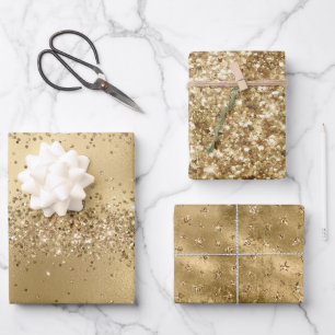 Gold Glam Glitter Sparkle Wrapping Paper Sheet