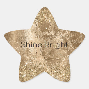 Gold Glam Glitter Sparkles  Star Sticker