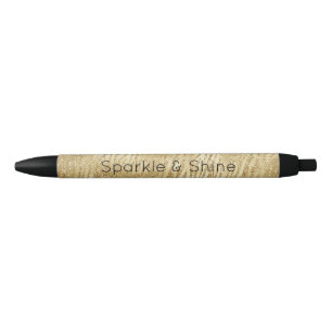Gold Glam Glitter Zebra Print           Black Ink Pen