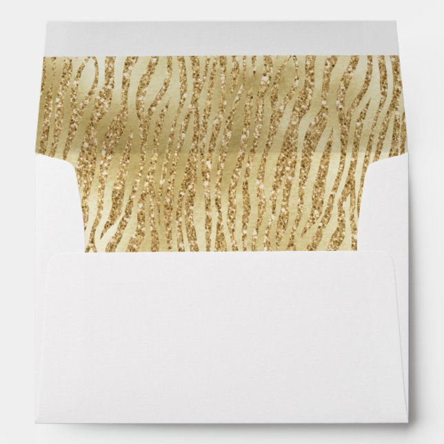 Gold Glam Glitter Zebra Print     Envelope (Back (Bottom))