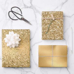 Gold Glam Glitz Sparkle Glitter    Wrapping Paper Sheet