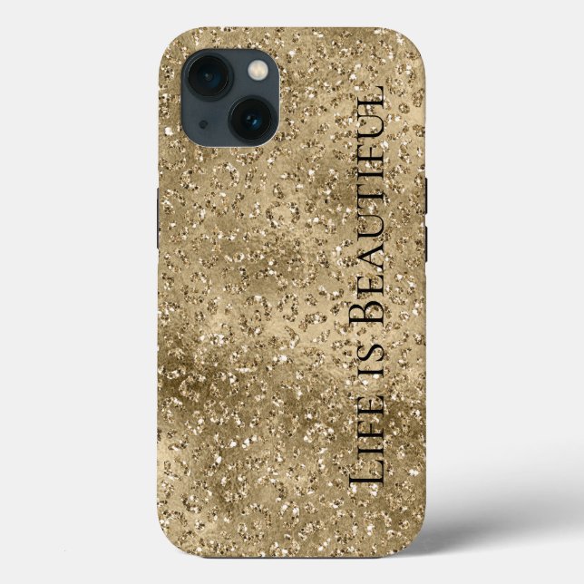 Gold Glam Glitzy Glitter Leopard Print   Case-Mate iPhone Case (Back)
