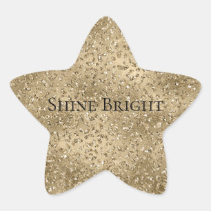 Gold Glam Glitzy Glitter Leopard Print        Star Sticker