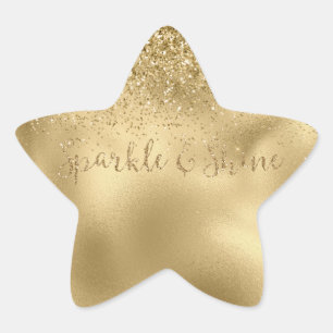 Gold Glam Glitzy Glitter Sparkle Star Sticker