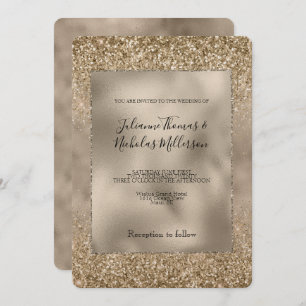 Gold Glam Glitzy Glitter Wedding Invitation