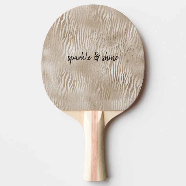 Gold Glam Glitzy Zebra Print Ping Pong Paddle (Front)