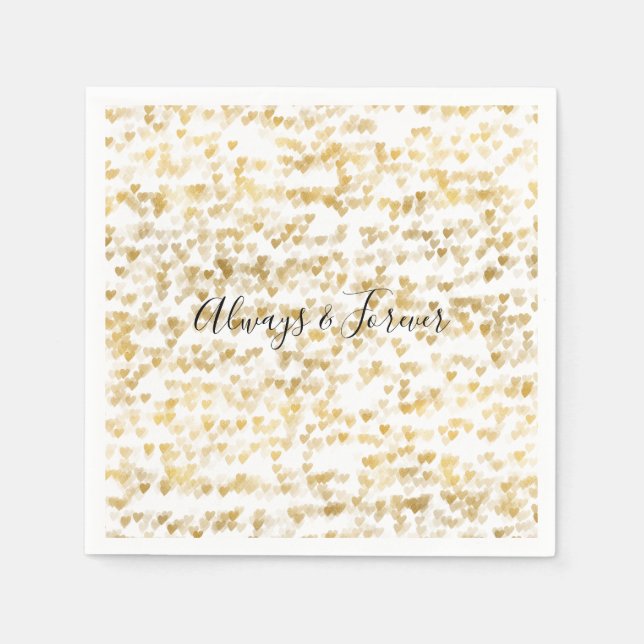 Gold Glam Hearts Bokeh Napkin (Front)